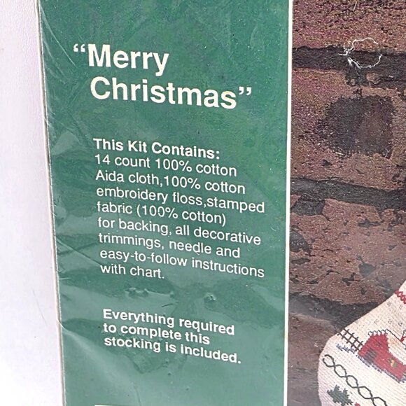 BUCILLA Christmas Heirloom STOCKING #32460 CROSS STITCH MERRY CHRISTMAS 16" PICS - Picture 7 of 7